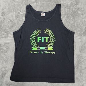 Vintage FIT "Fitness In Therapy" Black Anvil Tank Top Size L